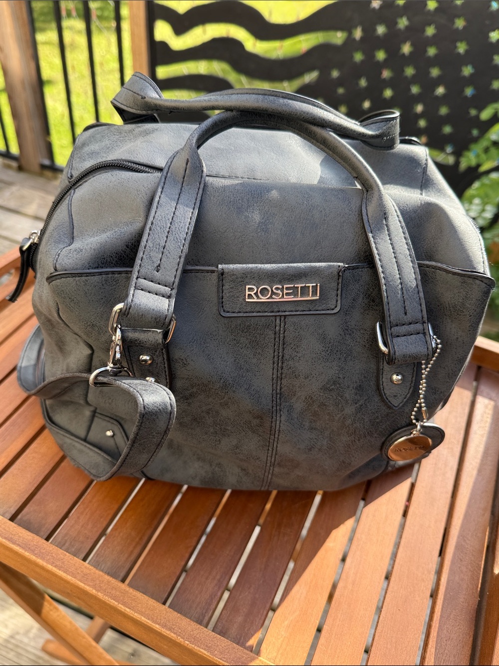 Rosetti Charcoal Faux-Leather Satchel with Top Handles